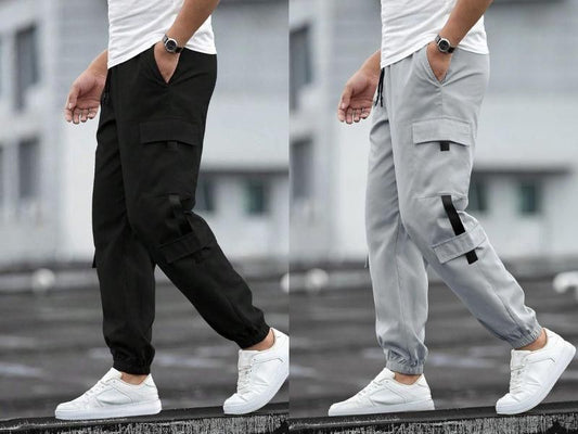Men's Solid Cargo Pant Combo of 2